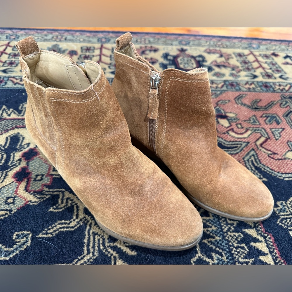 Franco Sarto Tan Suede Ankle Booties, size 7.5